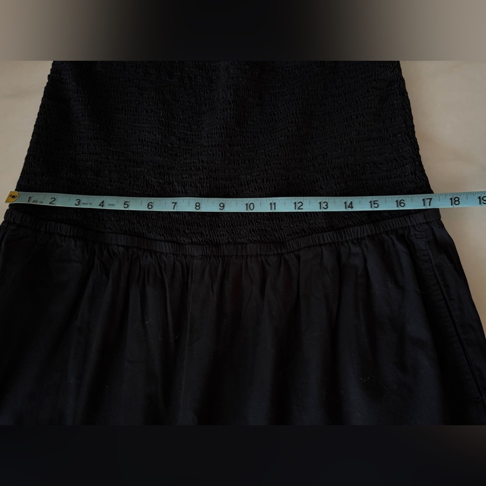 LOFT Beach Ruched Wide Leg Jumpsuit for Black with pockets. 100% cotton - Picture 9 of 14